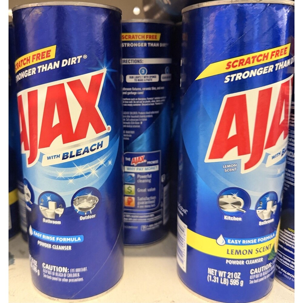 Ajax Powder Cleanser with Bleach, Scratch-Free Formula, 21 oz Bottle (Lot Of 12)